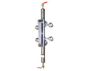 Magnetic level indicator with drain and vent valves and 4 point level switches