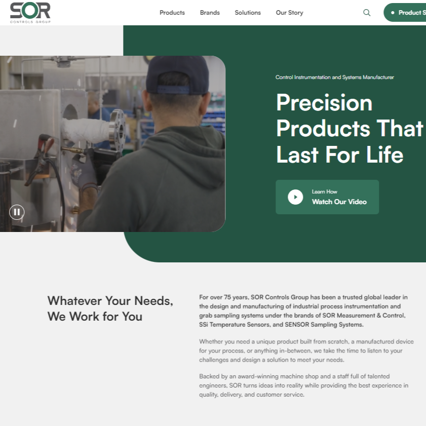 Screenshot of homepage of website, featuring a video of the company